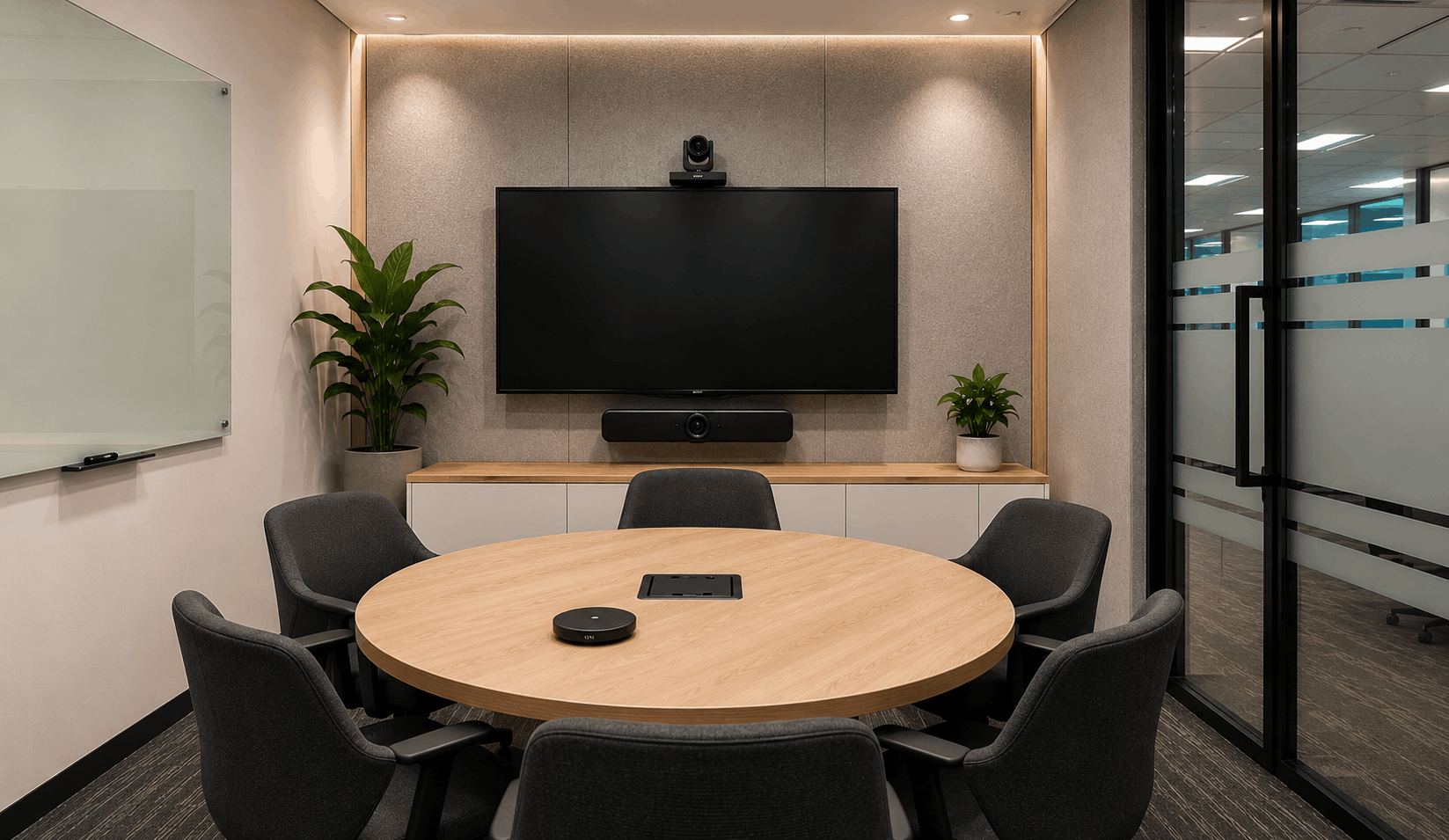 Small huddle room with a single screen