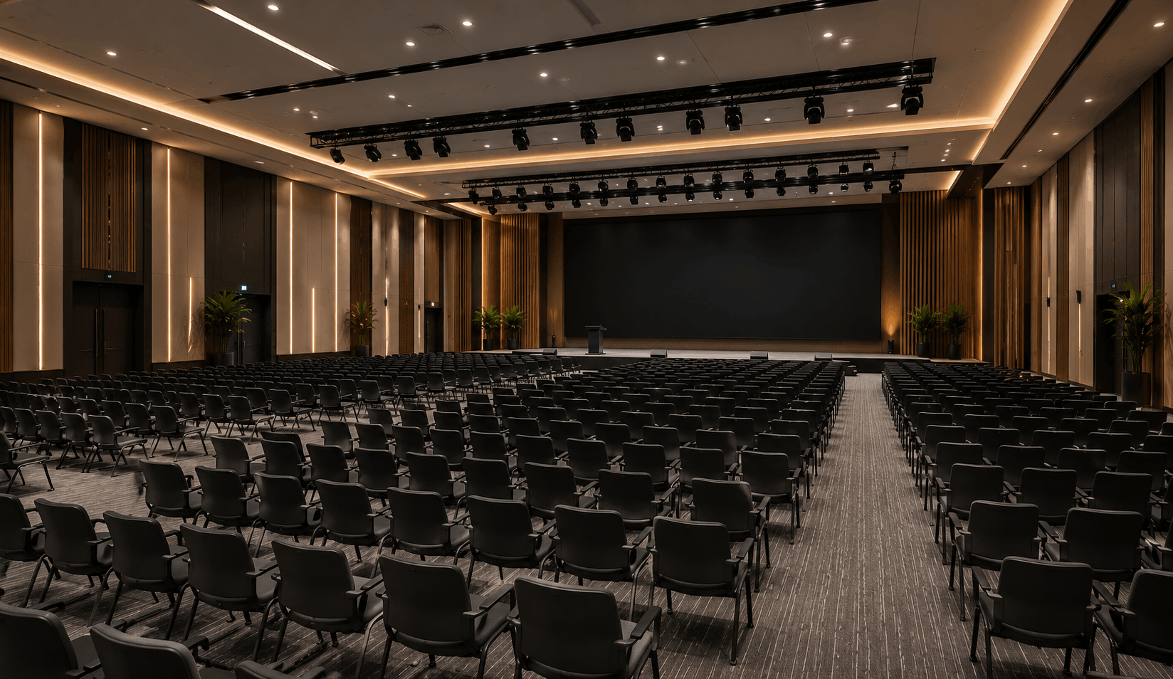Large-format LED wall in a training space